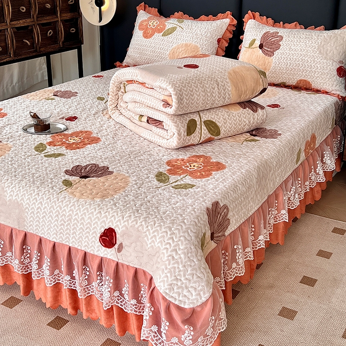 91家纺网 家纺一手货源 找家纺 （总）梦柏家纺 2025新款牛奶绒夹棉床盖四件套