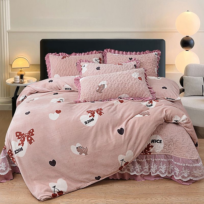 91家纺网 家纺一手货源 找家纺 （总）梦柏家纺 2025新款牛奶绒夹棉床盖四件套