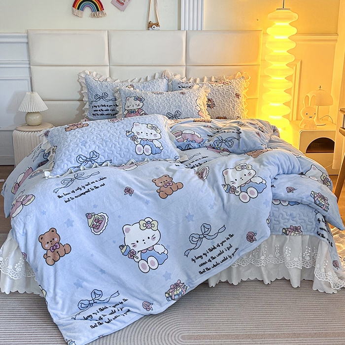 91家纺网 家纺一手货源 找家纺 （总）梦柏家纺 2025新款牛奶绒夹棉床盖四件套