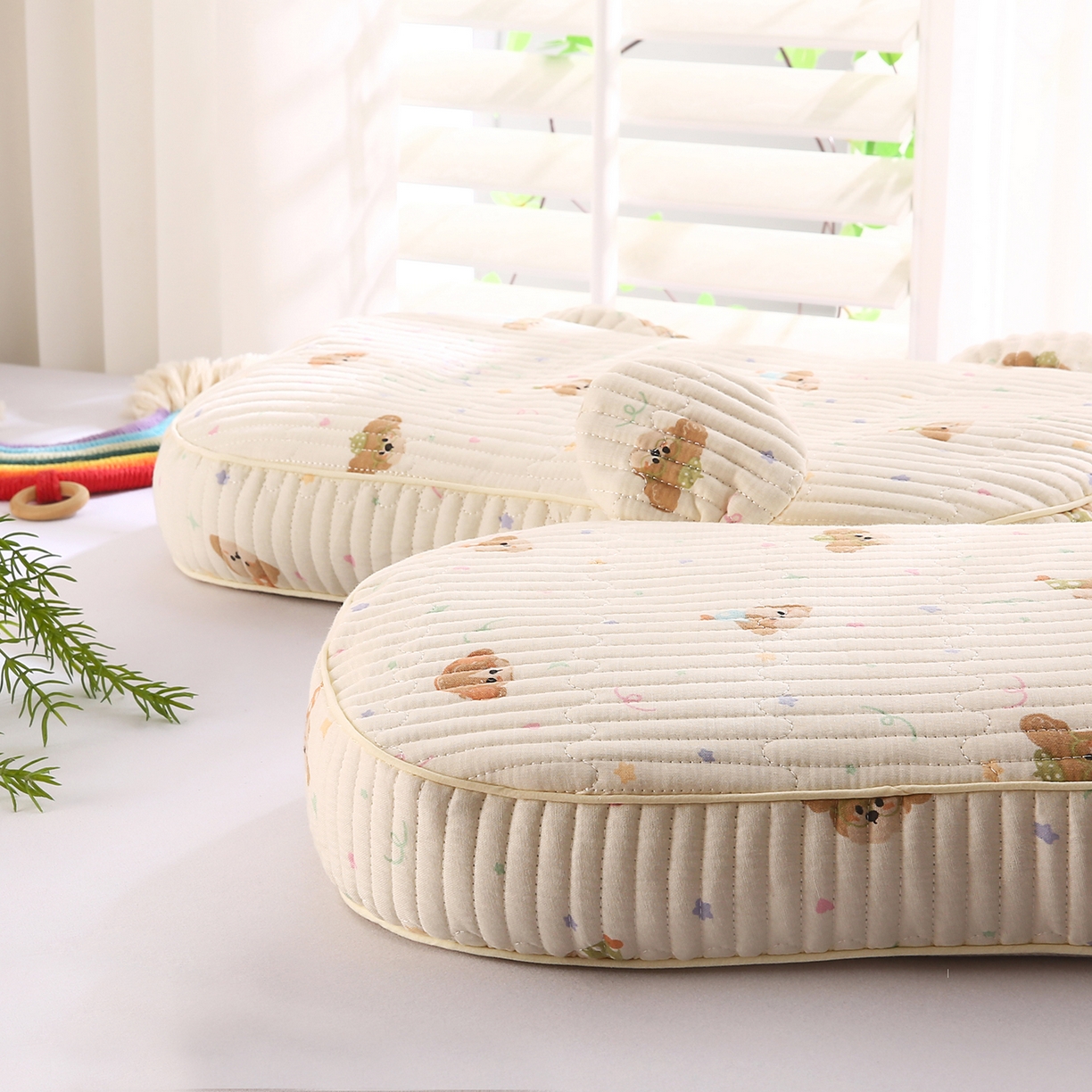 91家纺网 家纺一手货源 找家纺 橘夏家纺 2025新款米奇耳朵全棉双层纱枕头枕芯可拆洗可替换内胆荞麦壳枕头枕芯 星仔