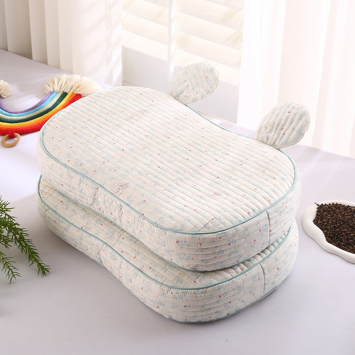 91家纺网 家纺一手货源 找家纺 （总）橘夏家纺 2025新款米奇耳朵全棉双层纱枕头枕芯可拆洗可替换内胆荞麦壳枕头枕芯