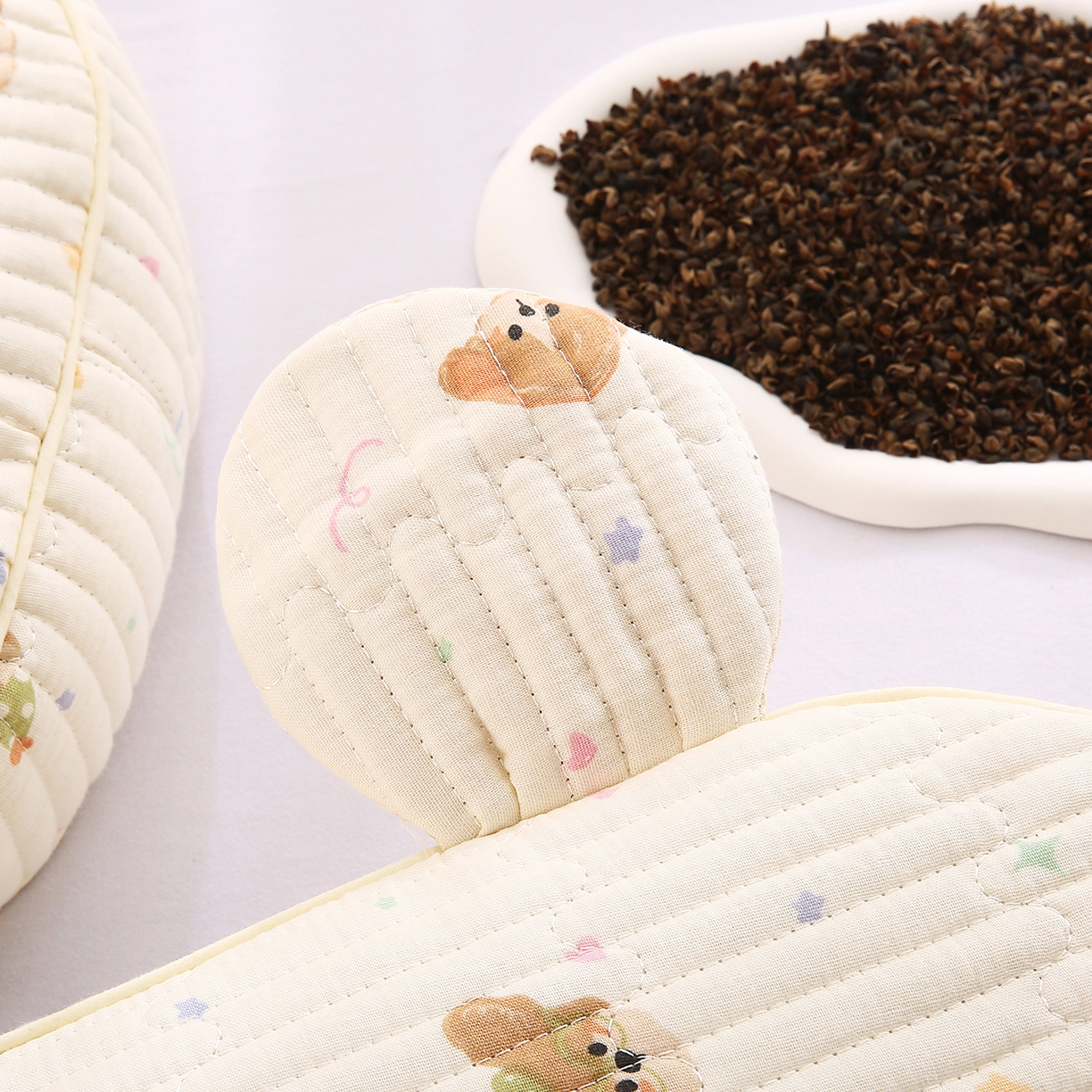 91家纺网 家纺一手货源 找家纺 橘夏家纺 2025新款米奇耳朵全棉双层纱枕头枕芯可拆洗可替换内胆荞麦壳枕头枕芯 星仔