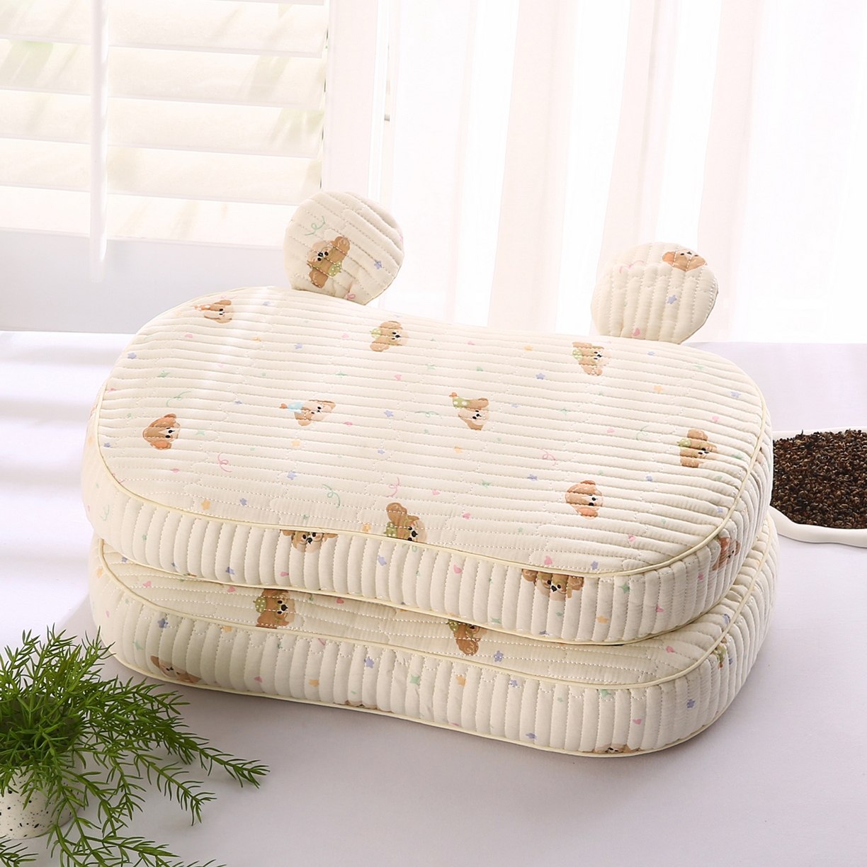 91家纺网 家纺一手货源 找家纺 橘夏家纺 2025新款米奇耳朵全棉双层纱枕头枕芯可拆洗可替换内胆荞麦壳枕头枕芯 星仔