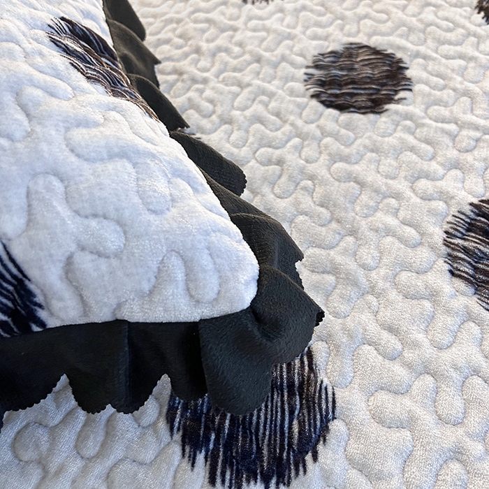 91家纺网 家纺一手货源 找家纺 梦柏家纺 2025新款牛奶绒夹棉床盖四件套 波点