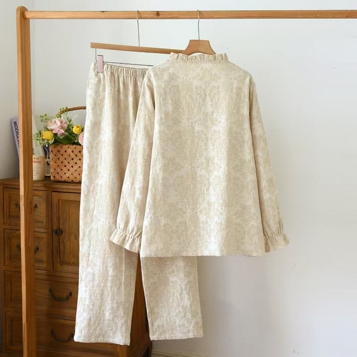 91家纺网 家纺一手货源 找家纺 （总）双梦毛巾 2025新款安妮木耳领亚麻女套