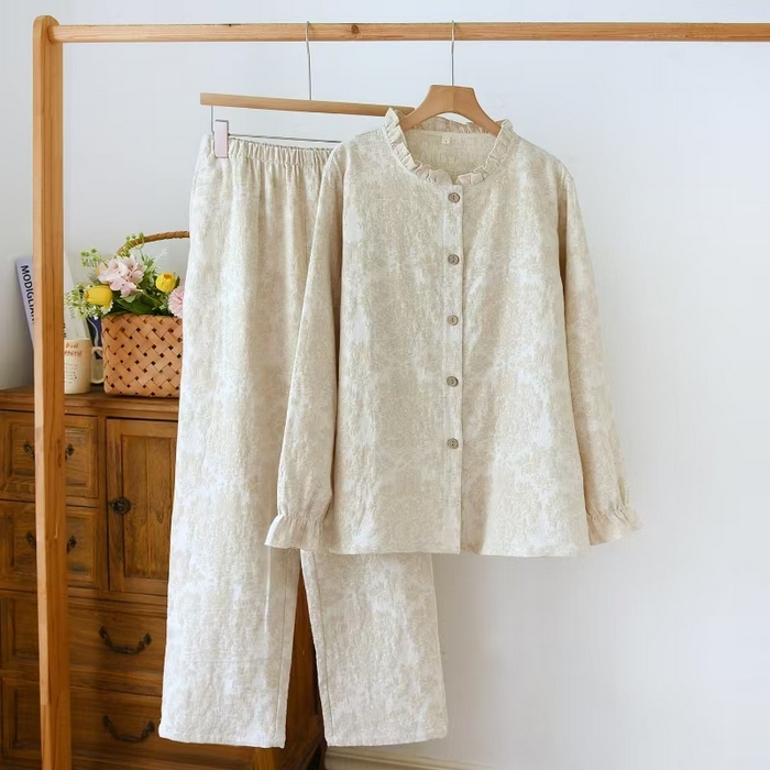 91家纺网 家纺一手货源 找家纺 （总）双梦毛巾 2025新款安妮木耳领亚麻女套