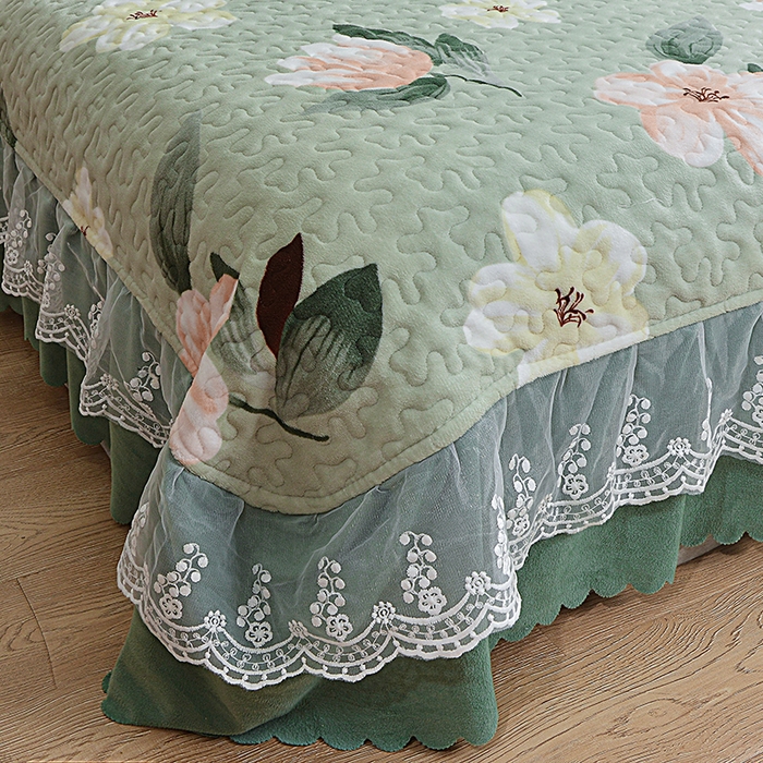 91家纺网 家纺一手货源 找家纺 梦柏家纺 2025新款牛奶绒夹棉床盖四件套 繁花