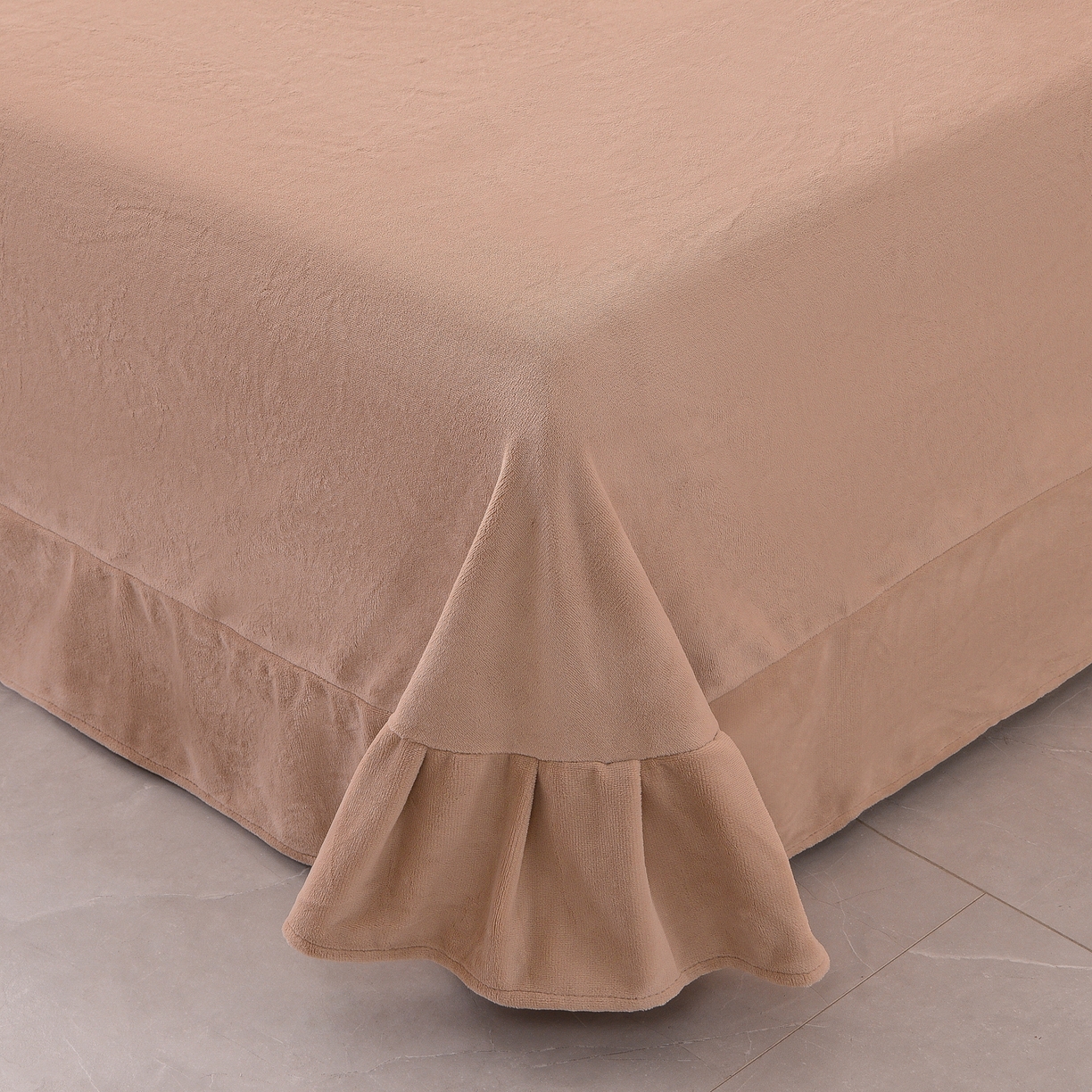 91家纺网 家纺一手货源 找家纺 湘雪家居  2025新款高克重纯色刺绣拼角床单床笠床盖款四件套 橙橘色