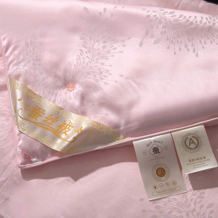 91家纺网 家纺一手货源 找家纺 鑫田家纺 2025年新款提花蚕丝被100%桑蚕丝短丝被春秋被双人子母被二合一冬被礼品被夏凉被 欧若拉-玉