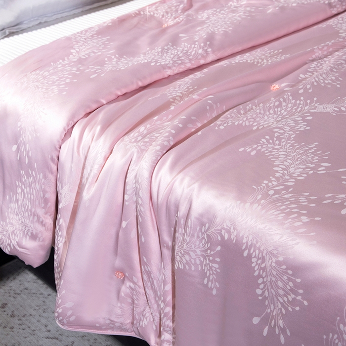 91家纺网 家纺一手货源 找家纺 鑫田家纺 2025年新款提花蚕丝被100%桑蚕丝短丝被春秋被双人子母被二合一冬被礼品被夏凉被 欧若拉-玉