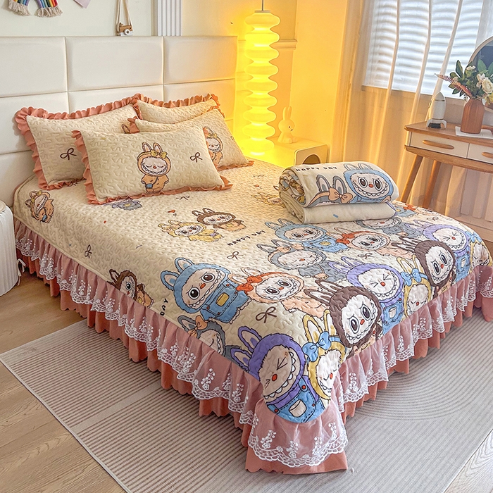 91家纺网 家纺一手货源 找家纺 梦柏家纺 2025新款牛奶绒夹棉床盖四件套 拉布布