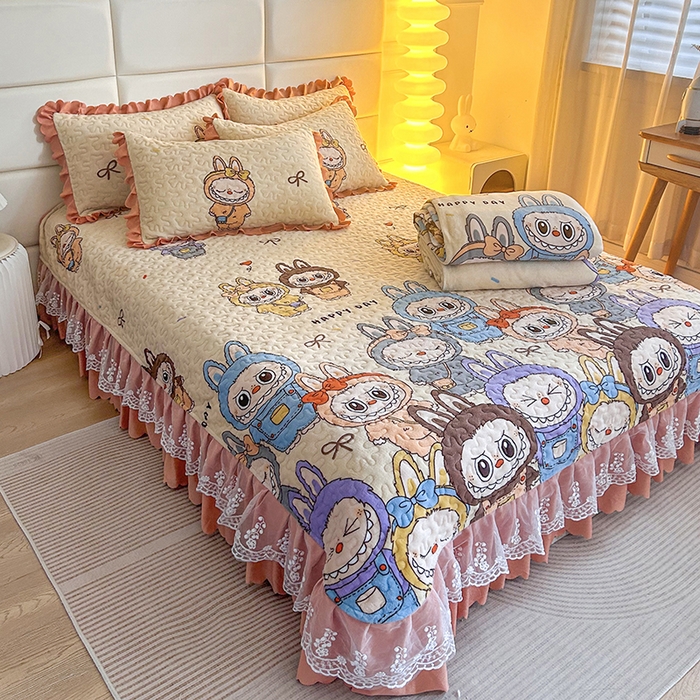 91家纺网 家纺一手货源 找家纺 梦柏家纺 2025新款牛奶绒夹棉床盖四件套 拉布布