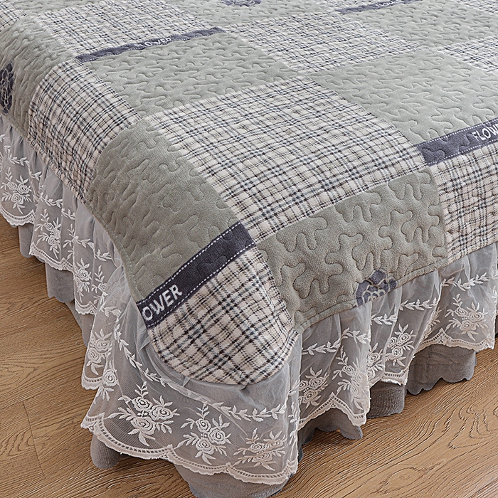 91家纺网 家纺一手货源 找家纺 梦柏家纺 2025新款牛奶绒夹棉床盖四件套 恋爱山茶