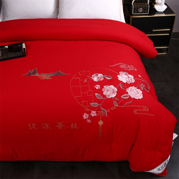 91家纺网 家纺一手货源 找家纺 （总）江山被业 2025新款全棉重工刺绣手工订花蚕丝被婚庆被空调被夏被春秋被单人双人结婚被（有控价+100）