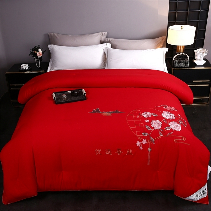 91家纺网 家纺一手货源 找家纺 （总）江山被业 2025新款全棉重工刺绣手工订花蚕丝被婚庆被空调被夏被春秋被单人双人结婚被（有控价+100）