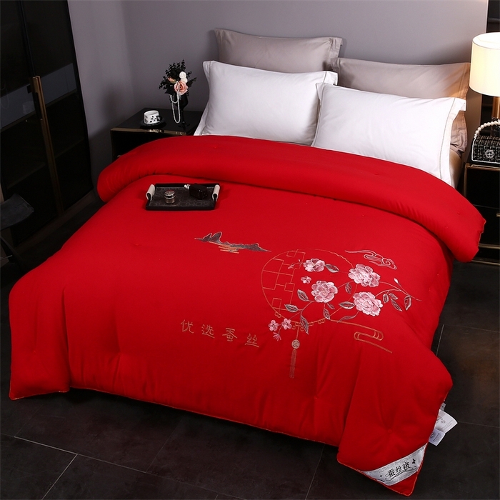 91家纺网 家纺一手货源 找家纺 （总）江山被业 2025新款全棉重工刺绣手工订花蚕丝被婚庆被空调被夏被春秋被单人双人结婚被（有控价+100）