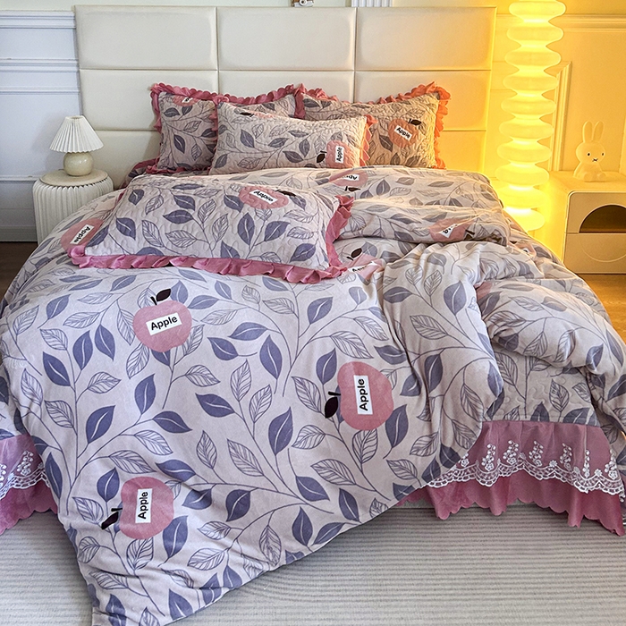 梦柏家纺 2025新款牛奶绒夹棉床盖四件套 伦伯特