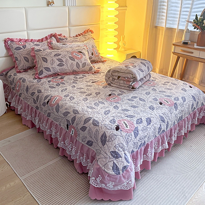 91家纺网 家纺一手货源 找家纺 梦柏家纺 2025新款牛奶绒夹棉床盖四件套 伦伯特