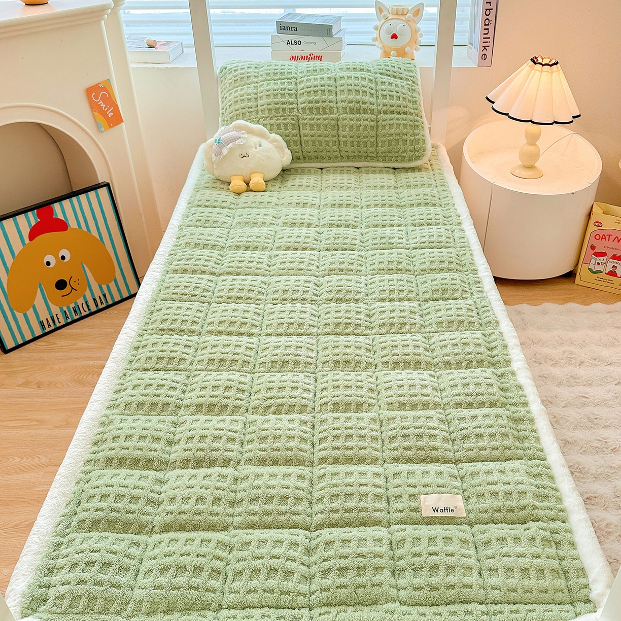 91家纺网 家纺一手货源 找家纺 （总）喜居 2025新款A类华夫格舒棉绒床垫学生床垫床褥子