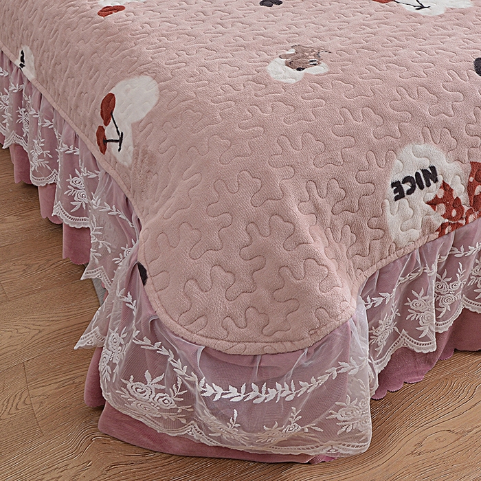 91家纺网 家纺一手货源 找家纺 梦柏家纺 2025新款牛奶绒夹棉床盖四件套 甜心