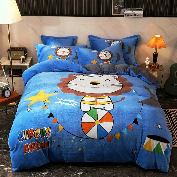 91家纺网 家纺一手货源 找家纺 （总）宝薇 2025新款双面牛奶绒大版卡通印花四件套