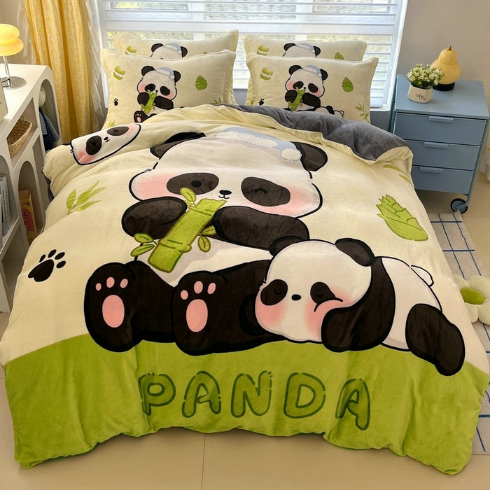 91家纺网 家纺一手货源 找家纺 （总）宝薇 2025新款双面牛奶绒大版卡通印花四件套