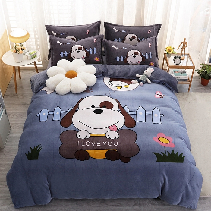 91家纺网 家纺一手货源 找家纺 （总）宝薇 2025新款双面牛奶绒大版卡通印花四件套