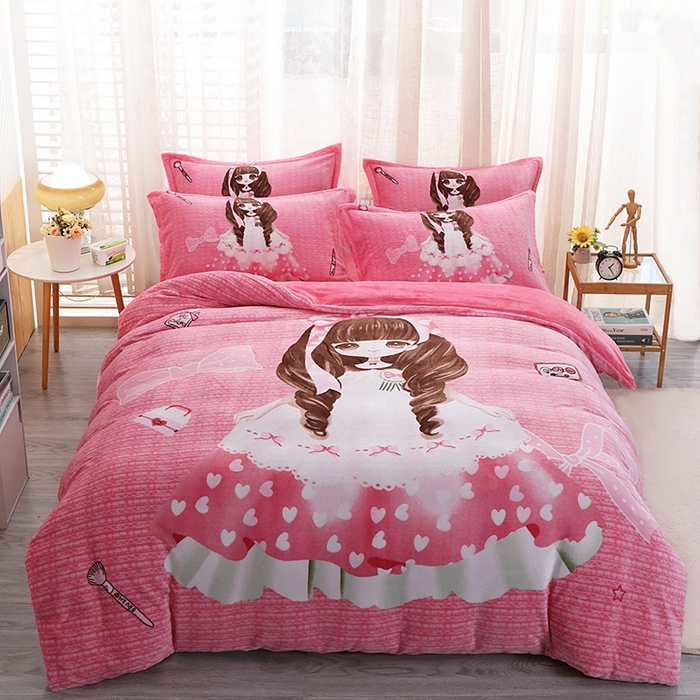 91家纺网 家纺一手货源 找家纺 （总）宝薇 2025新款双面牛奶绒大版卡通印花四件套