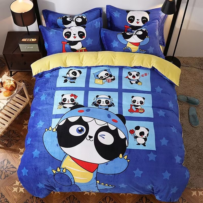 91家纺网 家纺一手货源 找家纺 （总）宝薇 2025新款双面牛奶绒大版卡通印花四件套