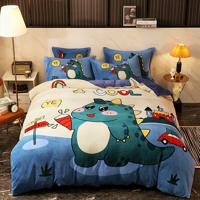 91家纺网 家纺一手货源 找家纺 （总）宝薇 2025新款双面牛奶绒大版卡通印花四件套