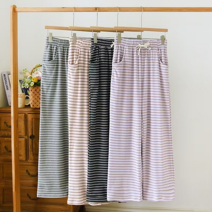 91家纺网 家纺一手货源 找家纺 （总）2025新款德绒条纹女长裤