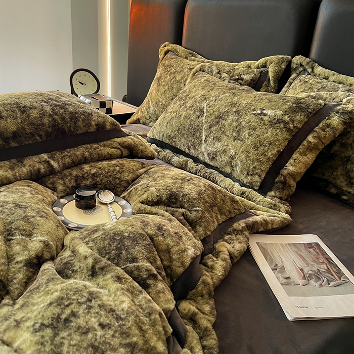 91家纺网 家纺一手货源 找家纺 （总）极简 2025新款兔毛绒牛奶绒宽边四件套