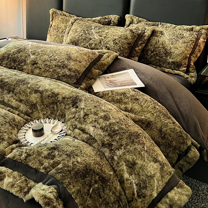 91家纺网 家纺一手货源 找家纺 （总）极简 2025新款兔毛绒牛奶绒宽边四件套