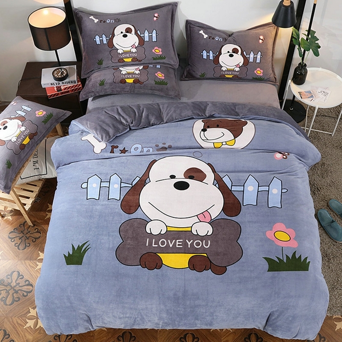 91家纺网 家纺一手货源 找家纺 （总）宝薇 2025新款双面牛奶绒大版卡通印花四件套