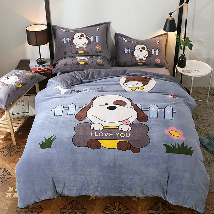 91家纺网 家纺一手货源 找家纺 （总）宝薇 2025新款双面牛奶绒大版卡通印花四件套