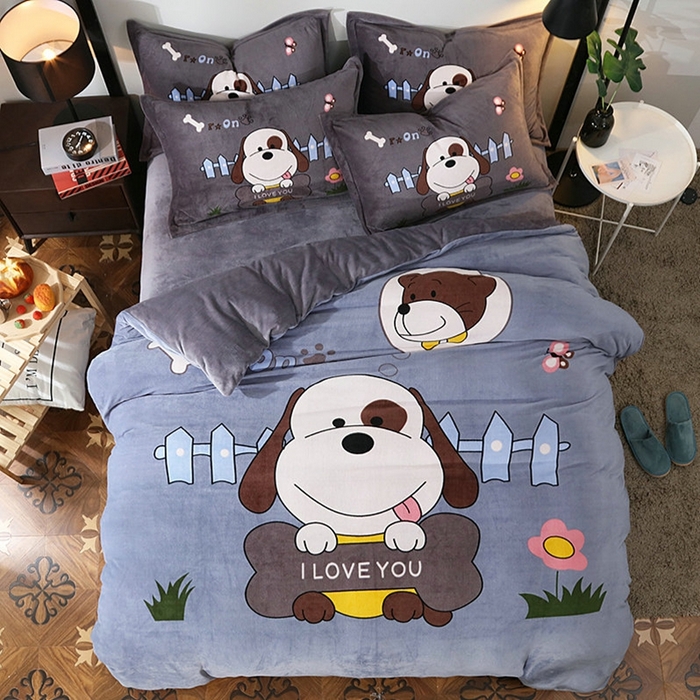 91家纺网 家纺一手货源 找家纺 （总）宝薇 2025新款双面牛奶绒大版卡通印花四件套