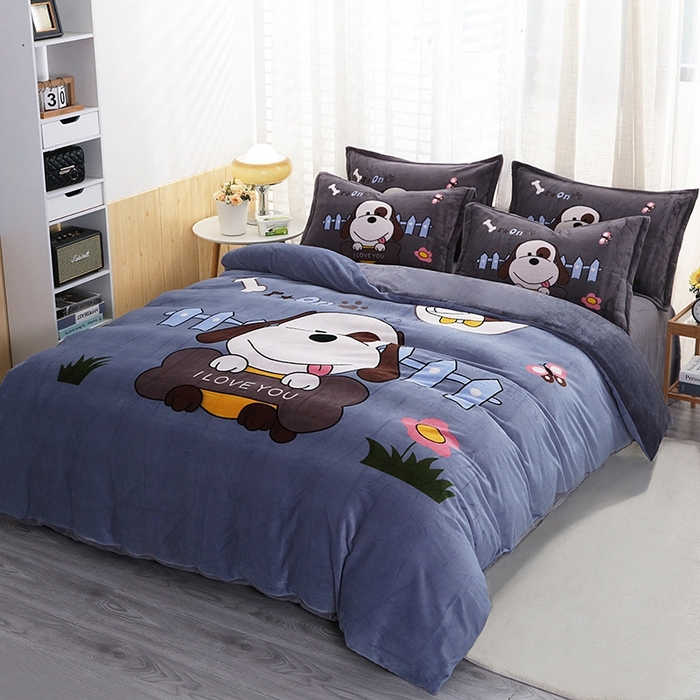 91家纺网 家纺一手货源 找家纺 （总）宝薇 2025新款双面牛奶绒大版卡通印花四件套