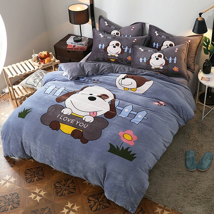 91家纺网 家纺一手货源 找家纺 （总）宝薇 2025新款双面牛奶绒大版卡通印花四件套