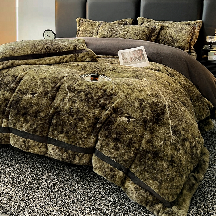 91家纺网 家纺一手货源 找家纺 （总）极简 2025新款兔毛绒牛奶绒宽边四件套