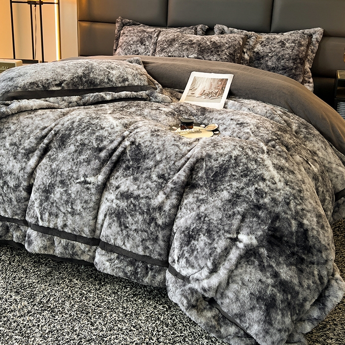 91家纺网 家纺一手货源 找家纺 （总）极简 2025新款兔毛绒牛奶绒宽边四件套