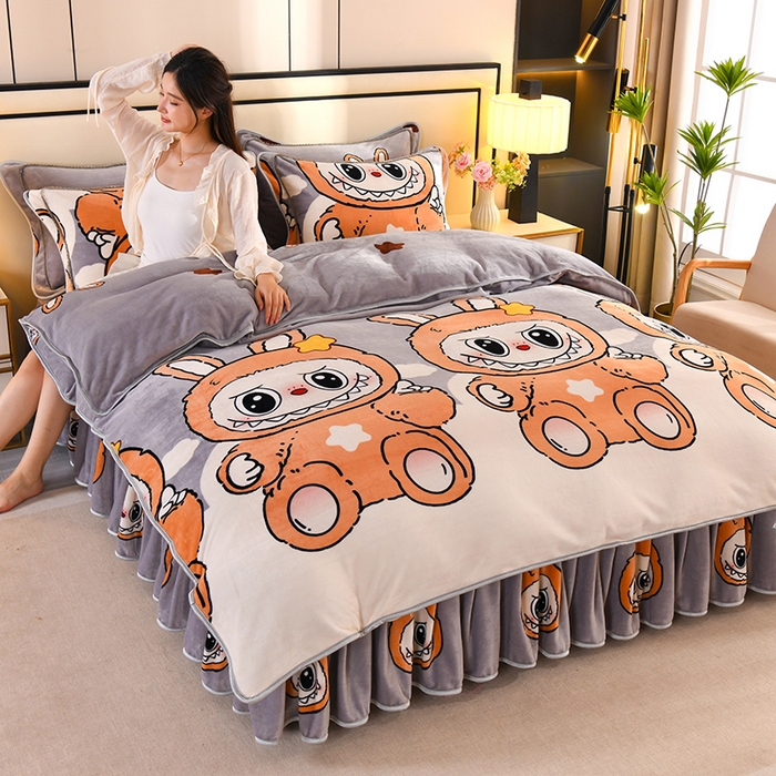 91家纺网 家纺一手货源 找家纺 （总）望淮 2025新款230g印花金貂绒牛奶绒四件套