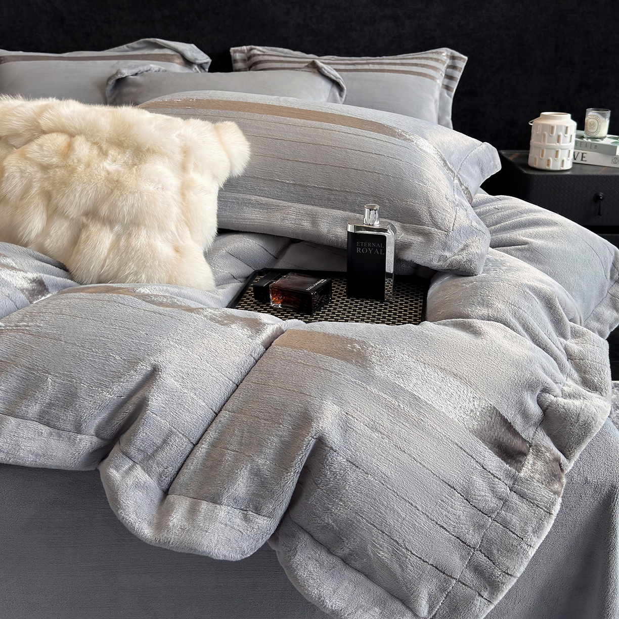 91家纺网 家纺一手货源 找家纺 （总）奥汀洛家纺 2025新款高克重托卡斯雪貂绒牛奶绒四件套-瑞拉系列