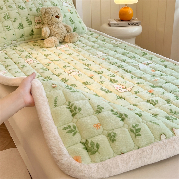 91家纺网 家纺一手货源 找家纺 （总）喜居 2025新款印花牛奶绒夹棉床褥垫床垫子褥子