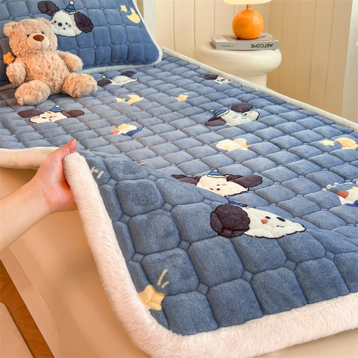 91家纺网 家纺一手货源 找家纺 （总）喜居 2025新款印花牛奶绒夹棉床褥垫床垫子褥子