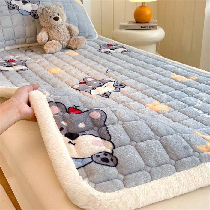 91家纺网 家纺一手货源 找家纺 （总）喜居 2025新款印花牛奶绒夹棉床褥垫床垫子褥子