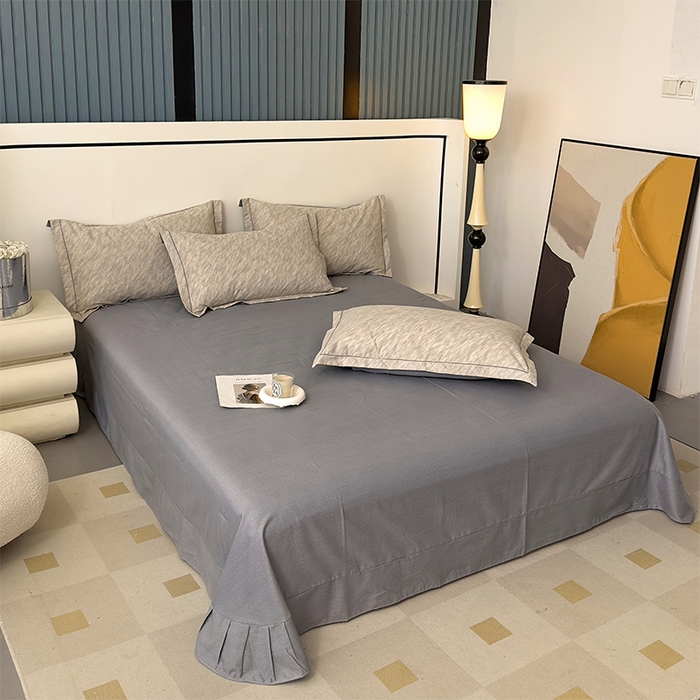 91家纺网 家纺一手货源 找家纺 优品阁 2024新款亲肤舒适全棉磨毛四件套学生三件套系列  阿华田-灰