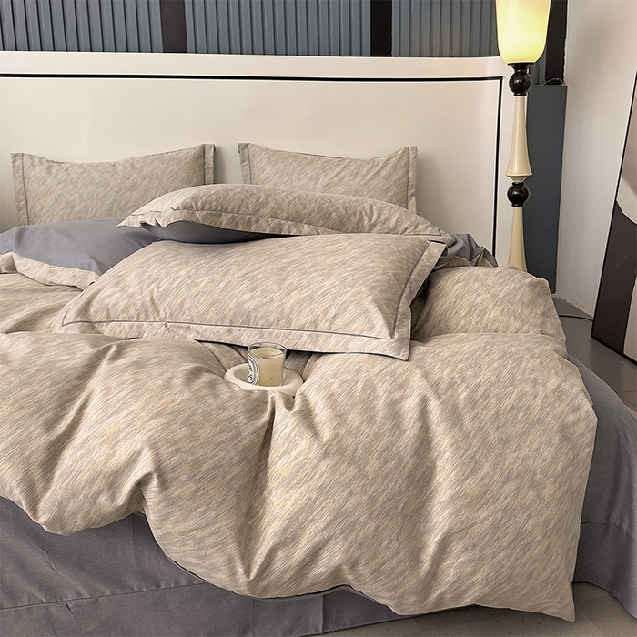 91家纺网 家纺一手货源 找家纺 优品阁 2024新款亲肤舒适全棉磨毛四件套学生三件套系列  阿华田-灰