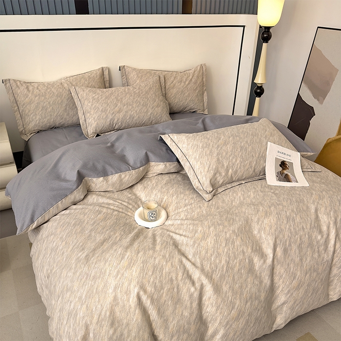 91家纺网 家纺一手货源 找家纺 优品阁 2024新款亲肤舒适全棉磨毛四件套学生三件套系列  阿华田-灰