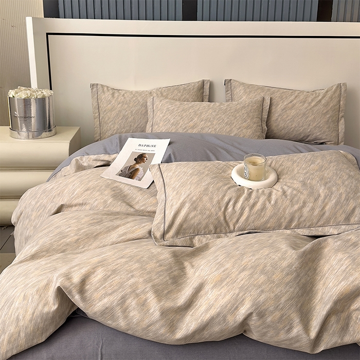 91家纺网 家纺一手货源 找家纺 优品阁 2024新款亲肤舒适全棉磨毛四件套学生三件套系列  阿华田-灰