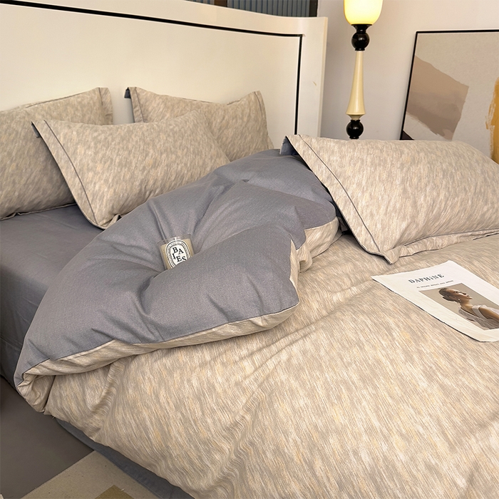 91家纺网 家纺一手货源 找家纺 优品阁 2024新款亲肤舒适全棉磨毛四件套学生三件套系列  阿华田-灰